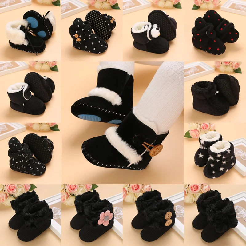 Top Trends: Classic 0-18M Baby Autumn Winter Boots Baby Girl Boys Black Warm Shoes Solid Fashion Toddler Fuzzy Balls First Walkers Kid Shoes Shoppable Styles