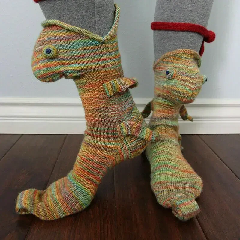 Top Trends: Chameleon Knit Crocodile Socks Funky Christmas Alligator Whimsical Knitting Cute Fish Socks Animal Shark Socks Winter Shoppable Styles - Image 5