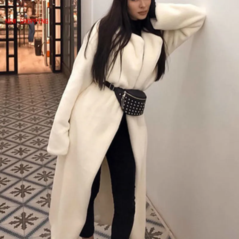 Top Trends: 2022 Winter White Teddy Coats Faux Fur Jacket Elegant Long Shaggy Trench Women Furry Jackets Fluffy Artificial Fur Coat Homewear Shoppable Styles