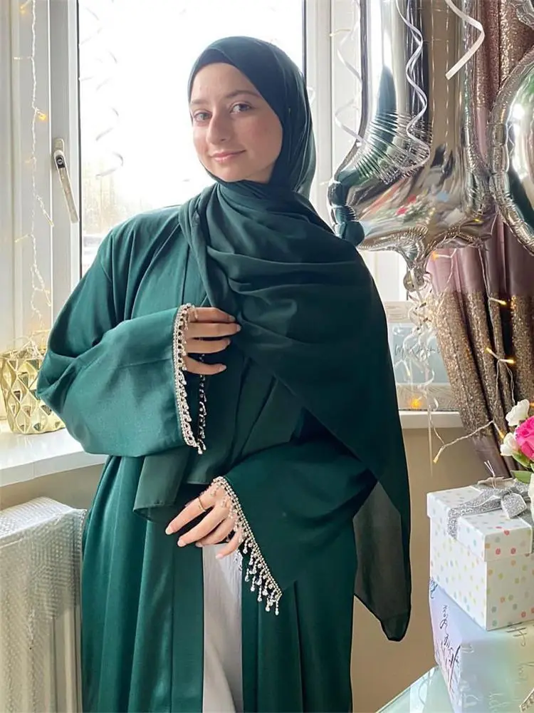 Top Trends: Ramadan Kimono 2 Piece Abaya Set Turkey Islam Arab Hijab Dress Muslim Sets Khimar For Women Robe Femme Musulmane Kaftan Shoppable Styles