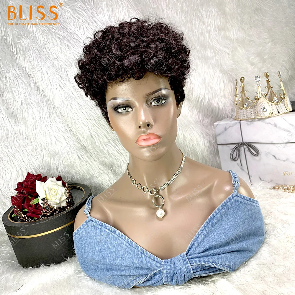 Top Trends: Fancy Human Hair Short Wigs Pixie Cut Wigs With Bangs Short Black Machine Made Wig Brazilian Remy Human Hair Wig Natural Black Shoppable Styles