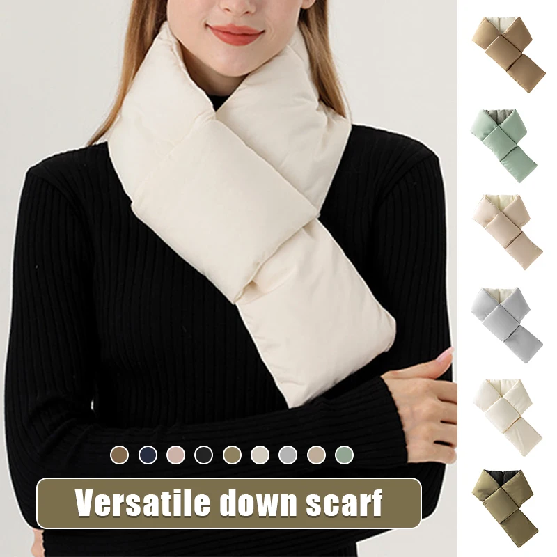 Top Trends: Japanese Style Simple Cotton Padded Scarves Windproof Lady Winter Warm Thicken Down Cotton Scarf High Street Bib False Collar Shoppable Styles