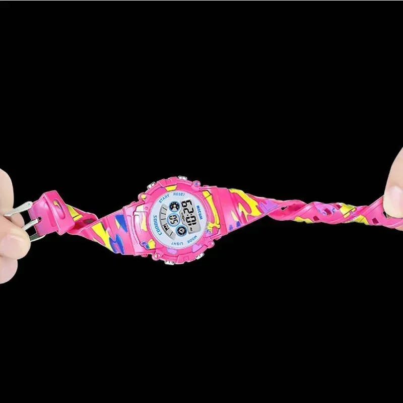 Top Trends: Luminous Camouflage Kids Watches LED Colorful Flash Digital Alarm For Boys Girls Anti-seismic Creative Children Clock Shoppable Styles - Image 6