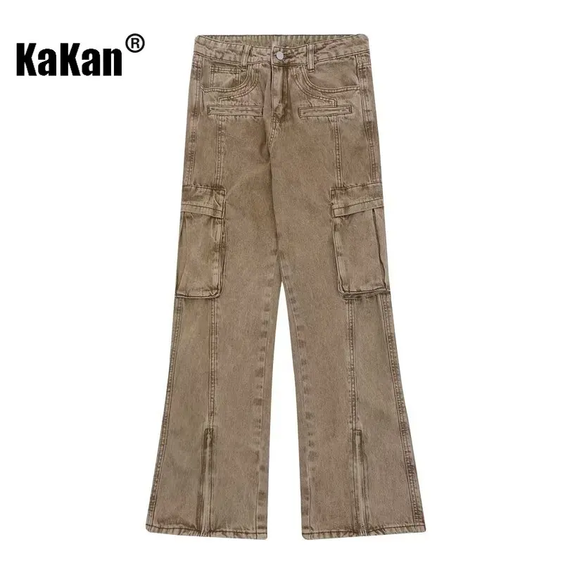 Top Trends: Kakan - European And American New High Street Zipper Jeans For Men, Loose Vintage Split Multi Pocket Jeans K27 Shoppable Styles