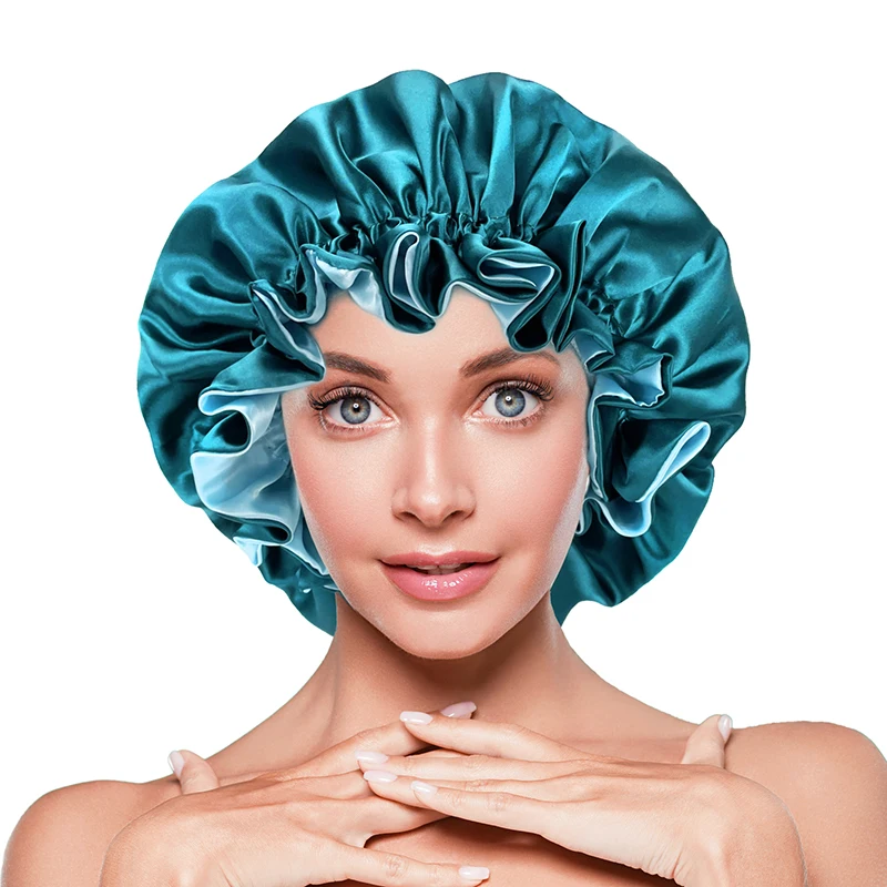 Top Trends: New Solid Women Satin Bonnet Fashion Stain Silky Big Bonnet For Lady Sleep Cap Headwrap Hat Hair Wrap Accessories Wholesale Shoppable Styles