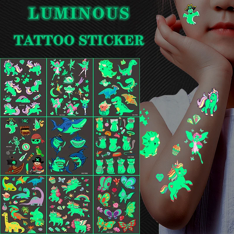 Top Trends: Luminous Tattoo 5 10pcs / Set Temporary Tattoos Mermaid Licorne Children Stickers For Kids Pokemon Tattoo Tattoo For Kids Unicorn Shoppable Styles