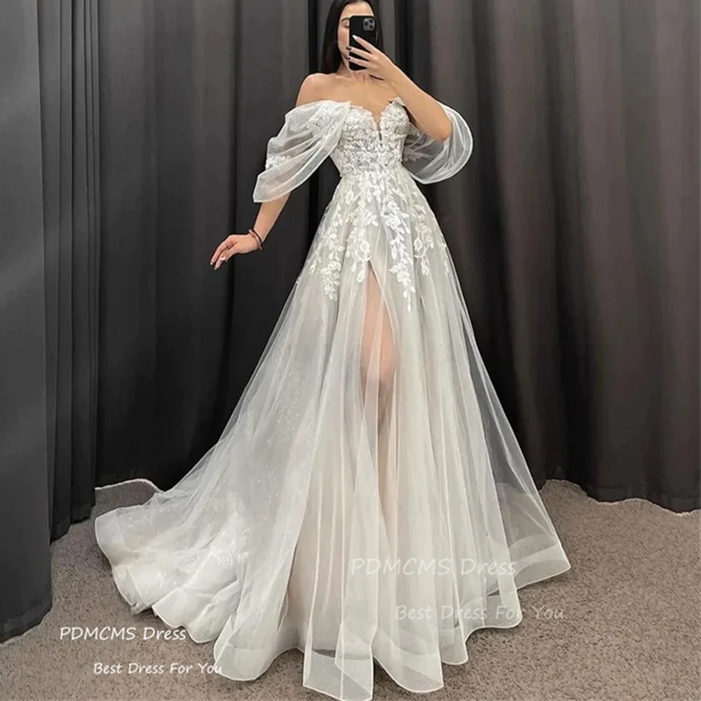 Top Trends: Graceful Ivory A-Line Wedding Dresses Appliques Women Off Shoulder Bride Dress Gowns Lace Sweep Train Occasion Vestidos De Novia Shoppable Styles