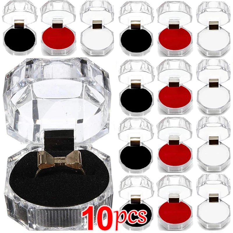 Top Trends: 1-10PCS Acrylic Crystal Ring Boxes Storage Display Box Storage Organizer Case Clear Package Box For Wedding Jewelry Packaging Shoppable Styles