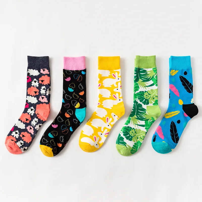 Top Trends: Colorful Funny Socks Women Rabbit Sheep Feather Leaf Pattern Calcetines Mujer Easter Egg Series Personality Socks Meias 19122402 Shoppable Styles