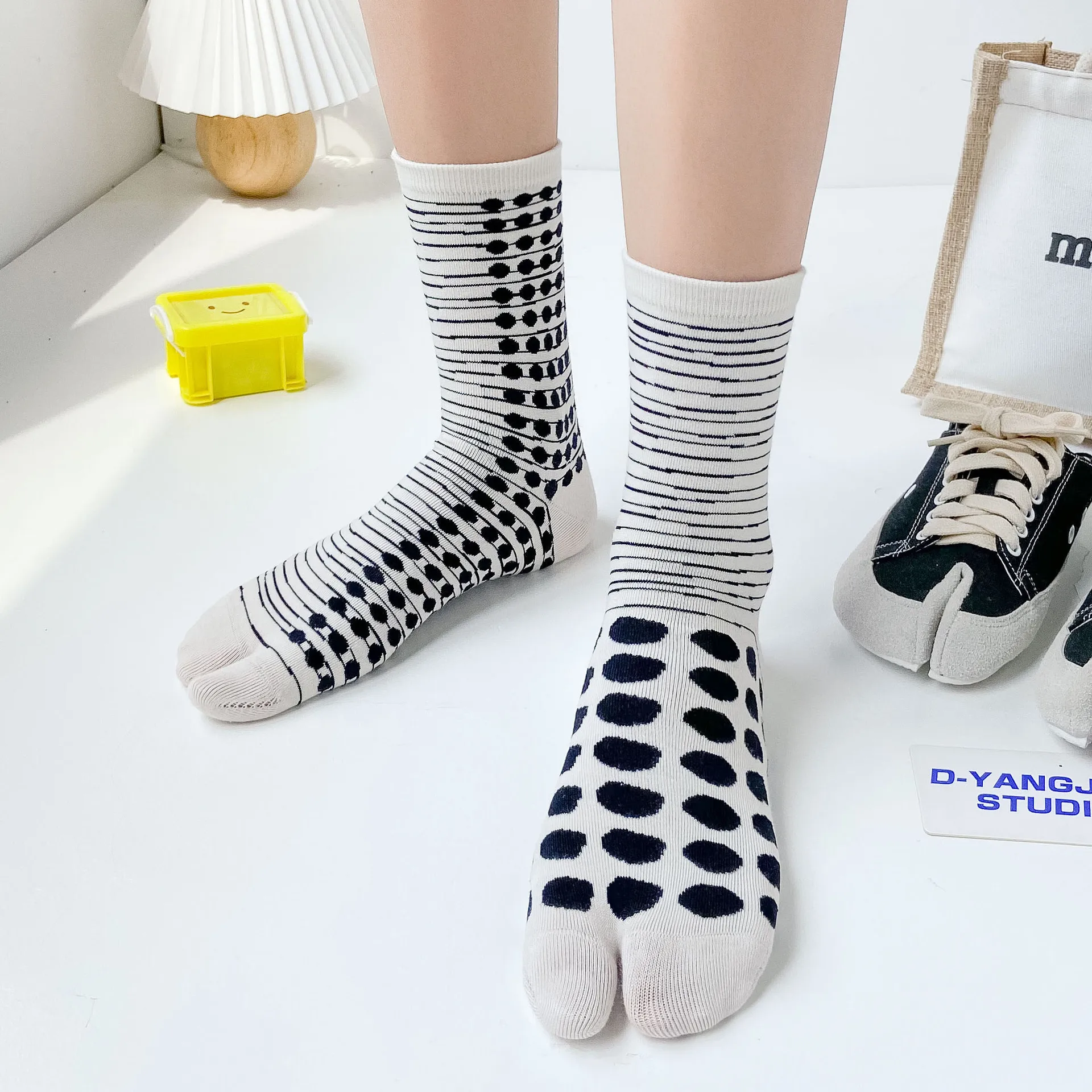 Top Trends: Socks Two Finger Women Men Cotton Art Design Color Printed Long Deodorant Kawaii Harajuku Designer Japanese Clog Split Toe Socks Shoppable Styles - Image 3