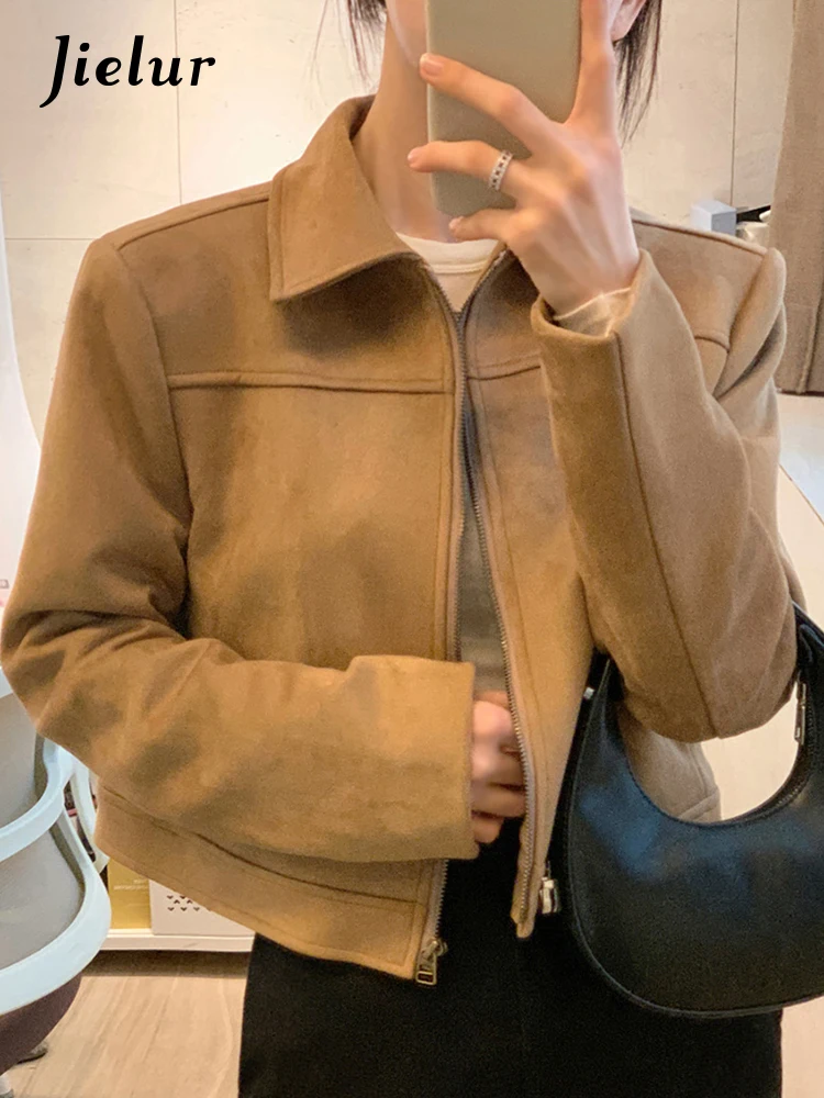 Top Trends: Jielur Korean Chic Office Ladies Simple Jackets Winter New Zipper Solid Color Basic Women's Coats Slim Fashion Female Jackets Shoppable Styles