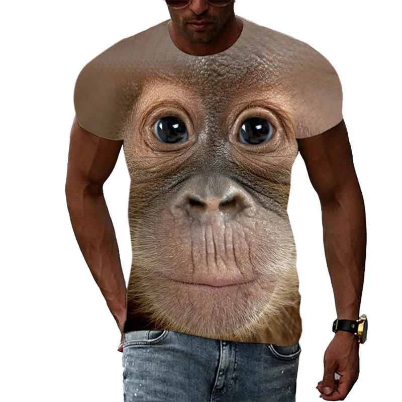 Top Trends: Summer Fashion Casual Men&#039;s T-shirt Hip Hop Monkey 3D Printing Personality Trend Young Funny Round Neck Large Size Short Sleeve Shoppable Styles