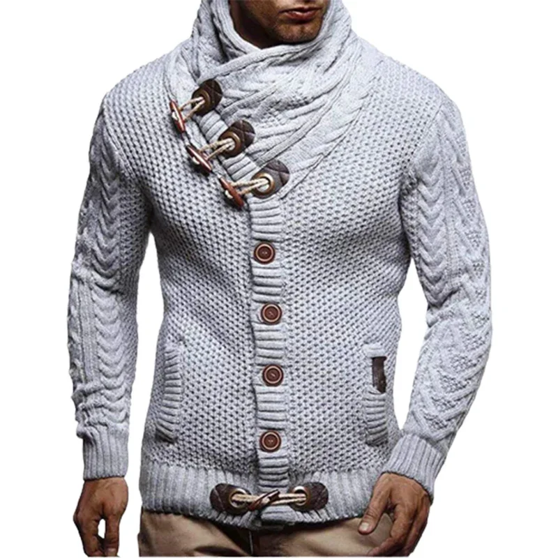 Top Trends: Fashion Men Turtleneck Single-breasted Cardigan Sweater Autumn Winter Thickened Warm Twisted Jumpers New Double Pocket Outerwear Shoppable Styles