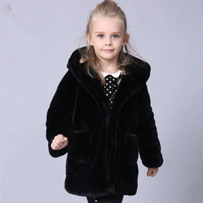 Top Trends: Girls Fur Coat Jacket Cotton Outwear Overcoat 2022 Black Warm Thicken Plus Velvet Winter Autumn Teenager Fuzzy Children's Clothi Shoppable Styles