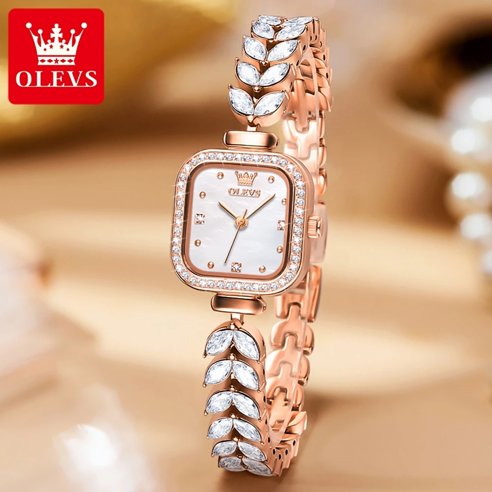 Top Trends: OLEVS 9987 Original Quartz Watch For Women Diamond Mermaid Stainless Steel Wristwatch Luxury Square Diamond Dial Ladies' Watches Shoppable Styles