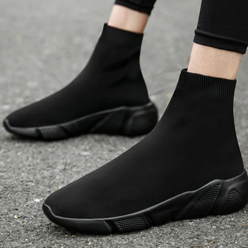 Top Trends: Women Boots Fashion Sneaker Plus Size Socks Shoes Breathable High-top Stretch Fabric Slip-On Casual Women Shoes 45 46 2022 New Shoppable Styles