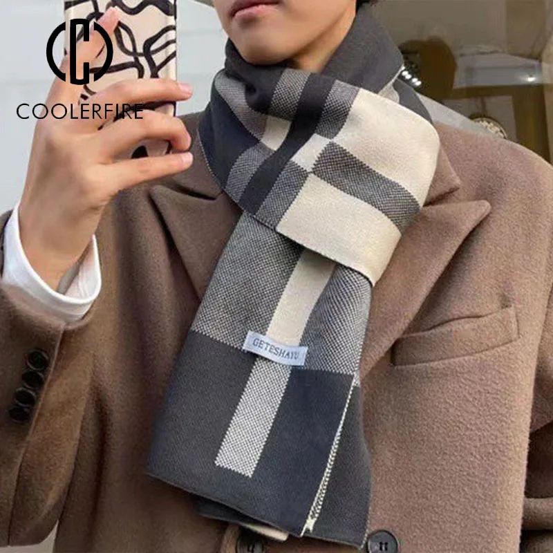 Top Trends: Winter Men Scarf Keep Warm Scarf Casual Fashion Brand Designers Knit Neckerchief Patchwork Wool Cashmere Scarf Shawl Wrap AC2228 Shoppable Styles