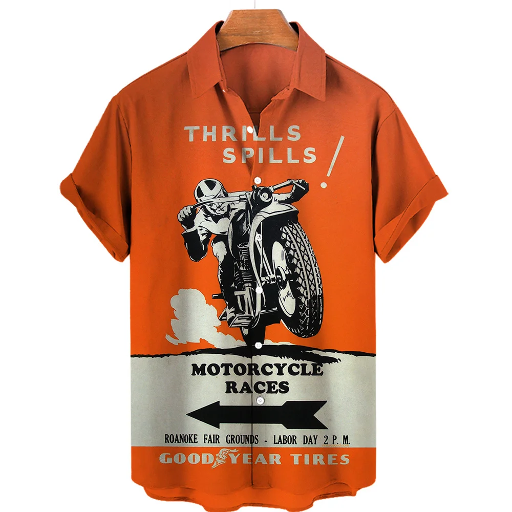 Top Trends: Hawaii Vintage Moto TT Shirt 3D Men's GP Print Casual Short Sleeve Fashion V-Neck Hot Sale Loose Distressed Breathable Top 5XL Shoppable Styles