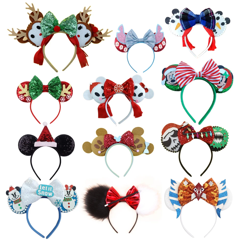 Top Trends: 67 Type Holiday Party Headband Festival Sequins Minnie Ear Hairband High-quality Christmas Cosplay Headband Snowflake Headwear Shoppable Styles