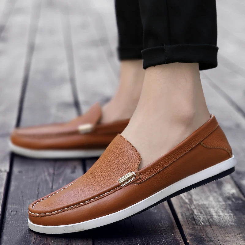 Top Trends: 2023 New Men Loafers Fashion Genuine Leather Casual Flat Slip - On Driving Footwear Boat Shoes Comfortable Lazy Male Shoes Shoppable Styles