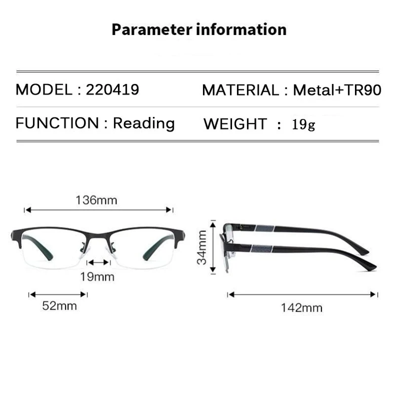 Top Trends: Business Men Presbyopic Glasses Classical Flexible Half-frame Farsighted Glasses Women Reading Eyeglasses With Diopter 0 To -4.0 Shoppable Styles - Image 6