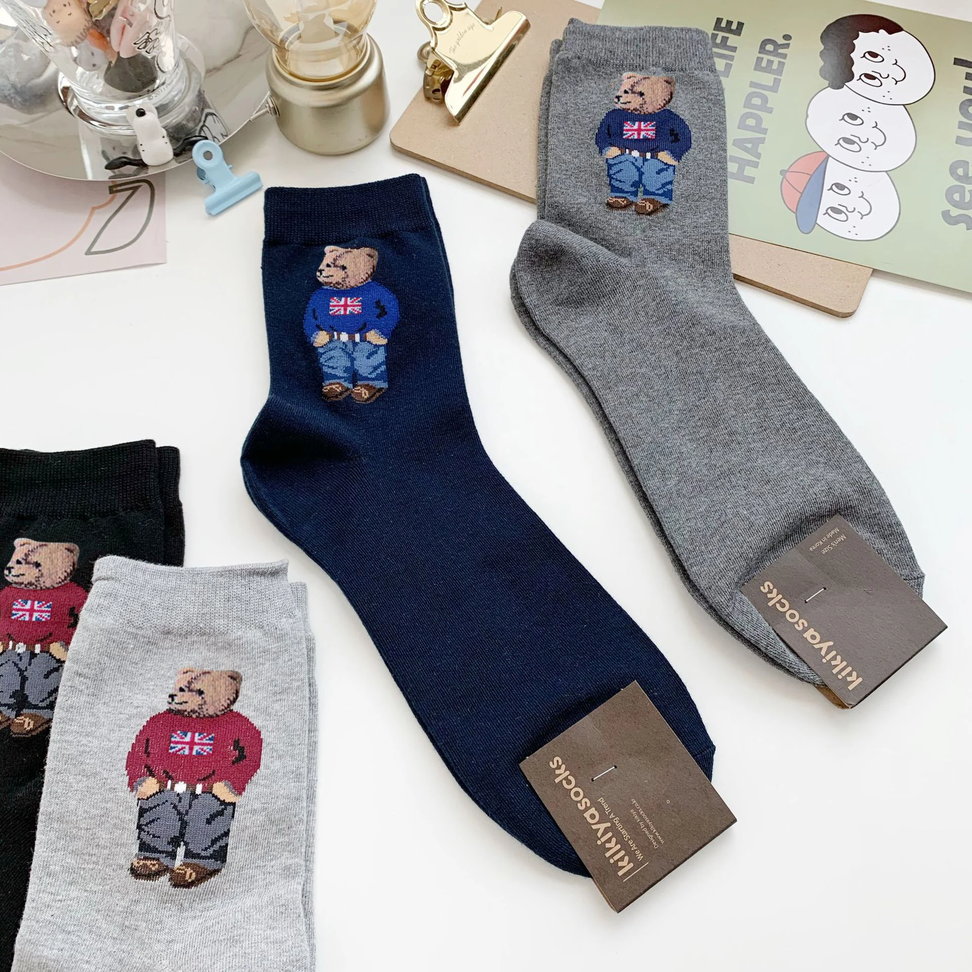 Top Trends: Cartoon Gentleman Bear Men&#039;s Socks Cotton Harajuku Skateboard Socks Novelty Breathable Sox Christmas Gift носки Calcetines носки Shoppable Styles