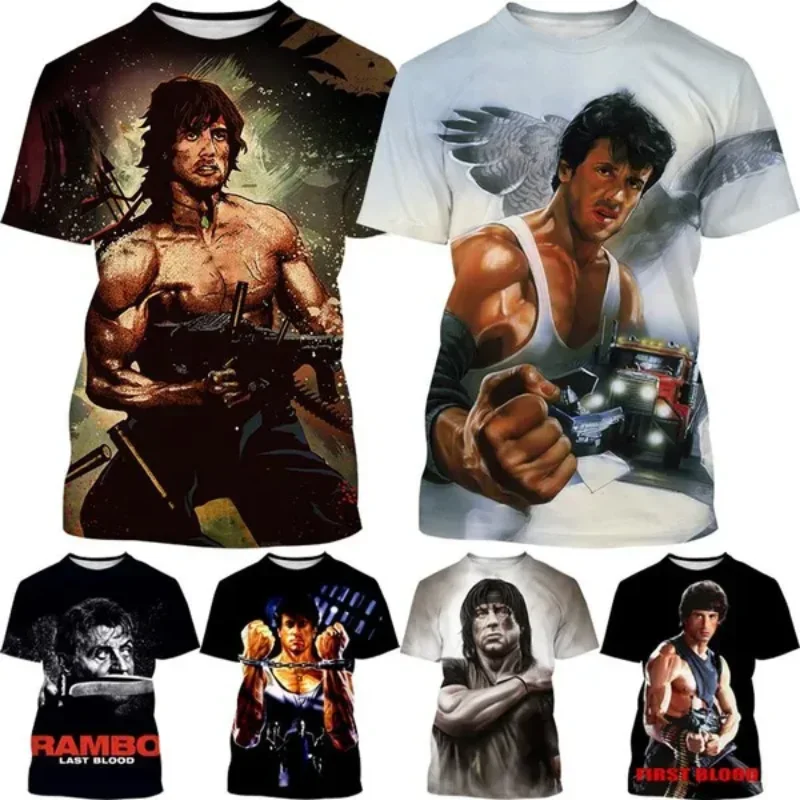 Top Trends: Fashion Men Clothing Action Movie RAMBO 3D Print T-shirt Personality Hip Hop Unisex Oversized T Shirt Harajuku Streetwear Tops Shoppable Styles