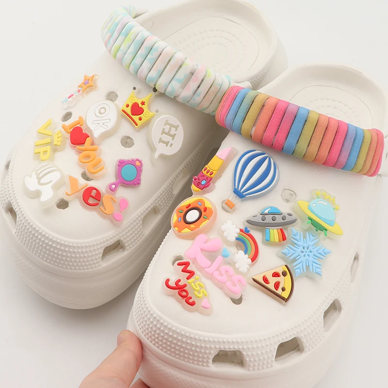 Top Trends: New Luminous Letters Rainbow Food Shoe Charms Set For Clog Sandals Decoration DIY Shoe Charm Pins For Men Women Kids Shoppable Styles - Image 4