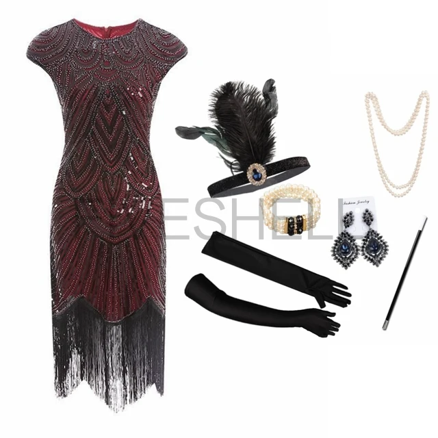 Top Trends: 1920s Sequin Fringe Charleston Vintage Flapper Dress Great Gatsby Sexy Women Evening Party Shining Bling Bling Tassel Dress New Shoppable Styles