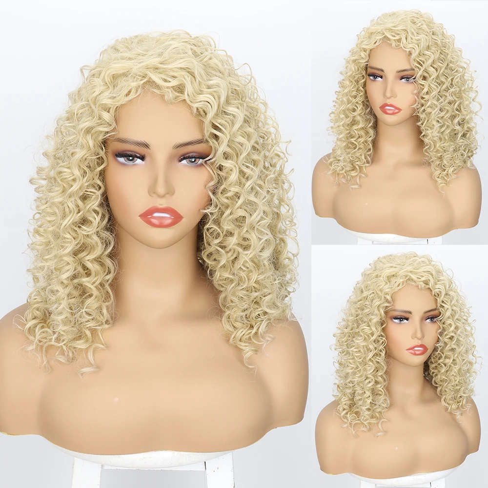 Top Trends: Afro Kinky Curly Hair Wig Natural Bob High Density Hair Synthetic Ombre Blonde Heat Resistant Wigs For Women Shoppable Styles