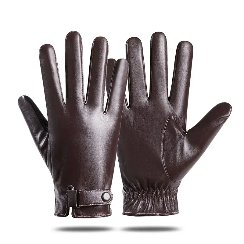 Top Trends: Winter Gloves Men Sheepskin Leather Gloves Outdoor Sport Warm Wool Lined Vintage Daily Dress Driving Motorcycle Gloves Shoppable Styles