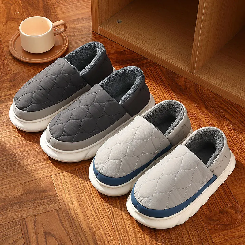 Top Trends: Litfun Plush Slippers Men Women Slippers New Winter Outdoor Warm Waterproof Cotton Shoes Indoor Antiskid Thick Sole Home Slides Shoppable Styles