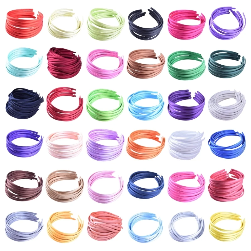 Top Trends: 10pcs / lot Plain 10MM Satin Headband Girls Fabric Covered Resin Hairbands Plastic Headbands Kids Elastic Bands Hair Accessories Shoppable Styles