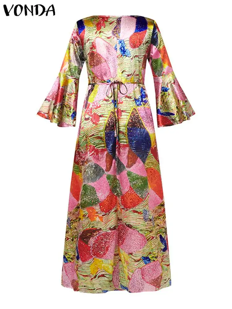 Top Trends: Bohemian Maxi Dress 2024 VONDA Women Autumn Long Flare Sleeve Dresses Casual Printed Elegant Long Shirt Sundress Party Vestidos Shoppable Styles - Image 5