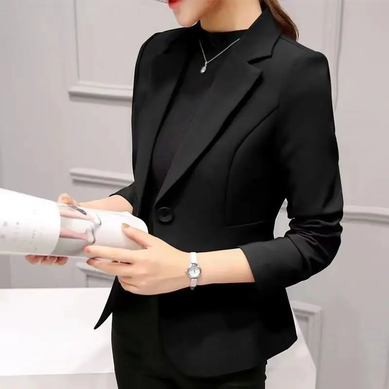 Top Trends: Solid Color Formal Button Office Lady Business Casual Skinny Blazers New Dignified Notched Intellectual Women&#039;s Clothing 2023 Shoppable Styles