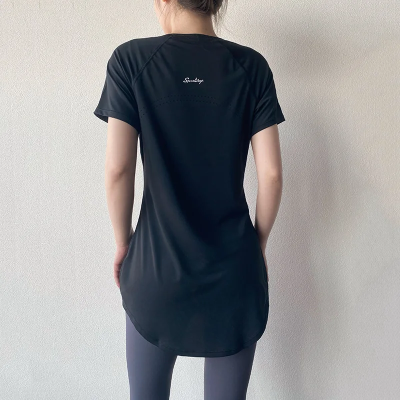 Top Trends: Yoga Sport Top For Women Short Sleeve Shirts Cover Hip Gym Shirt Fitness Workout Pilates Wear Fitted Tops Quick Dry Blouse Shoppable Styles