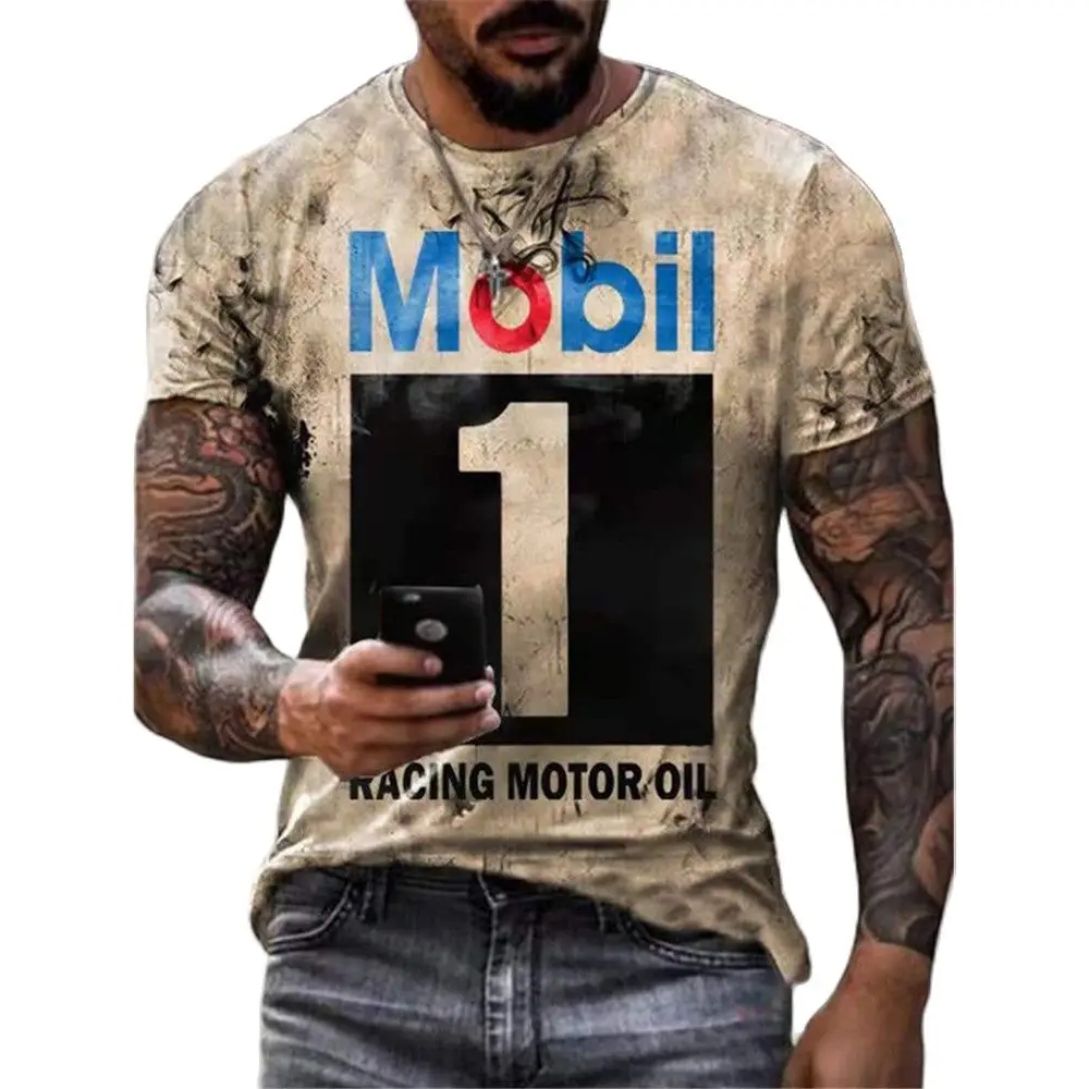 Top Trends: Fashion Summer New Style Castrol Retro Short-sleeved Men's T-shirt 3D Printing Oil T-shirts For Men O-collar Top Oversized Tees Shoppable Styles