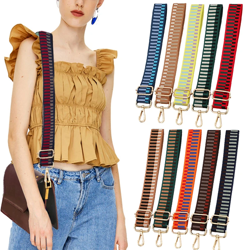 Top Trends: 3.8CM Wide Colorful Piano Key Jacquard Bag Strap Accessories For Handbags Shoulder Strap Crossbody Bag Strap Replacement Belts Shoppable Styles