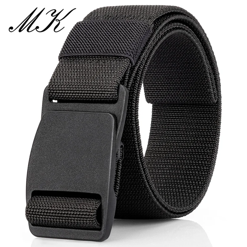 Top Trends: Maikun Large Size Fabric Men's Belt Work No Hole Nylon Webbing Plastic Buckle Belt Military Nylon Blend Web Belt Shoppable Styles