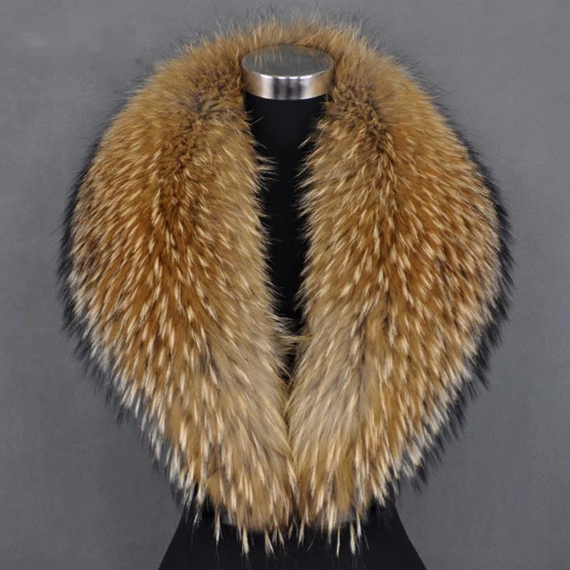 Top Trends: Real Raccoon Fur Collar Women Natural Fur Scarf Winter Large Size Warm Wraps Furry Fur Scarves For Coat Jackets Collars Shoppable Styles