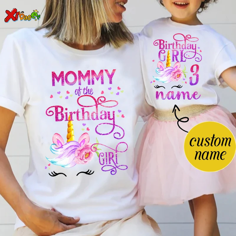 Top Trends: Unicorn Birthday Shirt Girl Shirt Family Party Matching Clothes Outfit Kids Matching Personalized Name Shirt Sets Famili T Shirt Shoppable Styles