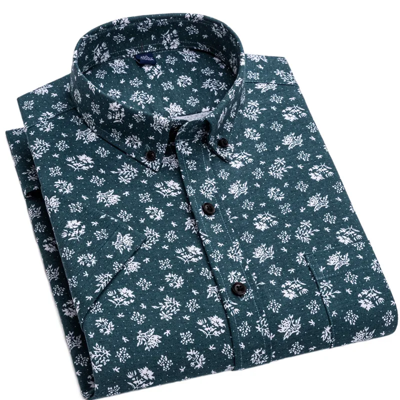 Top Trends: Summer Men's Floral Shirt Short Sleeve Printed Thin Fashion 100% Cotton Hawaiian Button Up Oxford High Quality Chemise New Tops Shoppable Styles