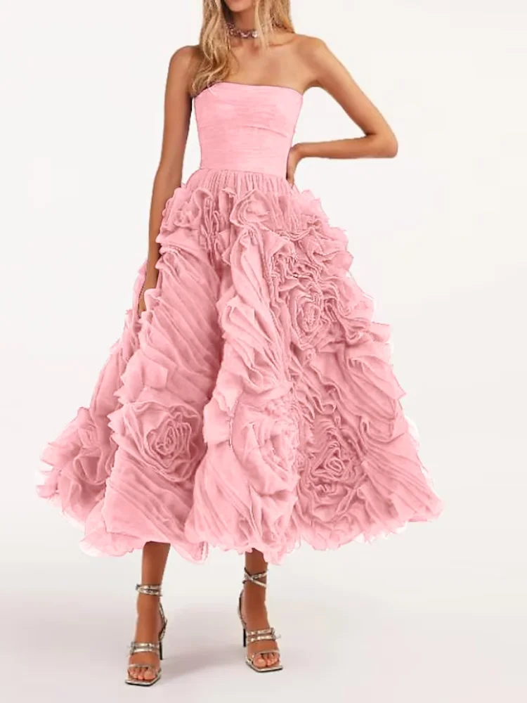 Top Trends: A-Line BOHO Prom Dresses Masquerade Ankle Length Sleeveless Strapless Tulle Backless With Evening Dress Shoppable Styles