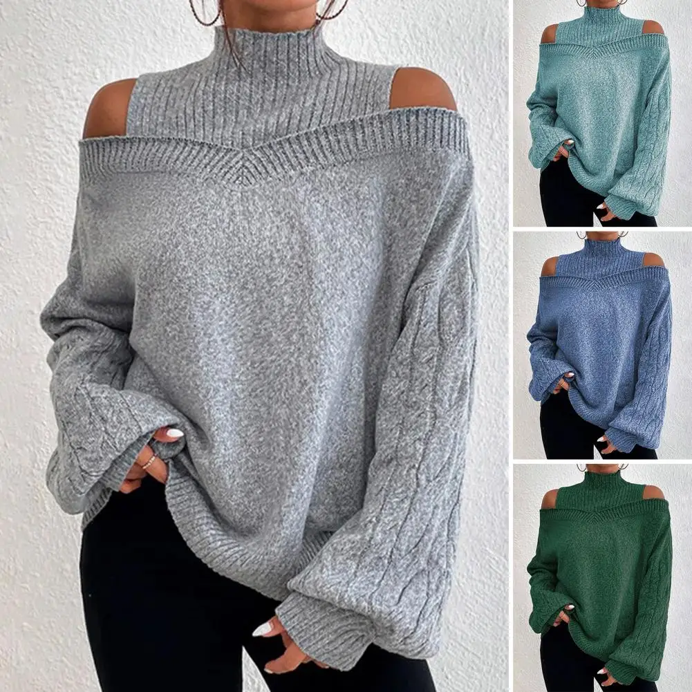 Top Trends: Women Knitwear Spring Fashion Pullover Top Sexy Open Back Cross Halter Sweater Long Sleeve Cold Shoulder Knitted Jumper Sweater Shoppable Styles