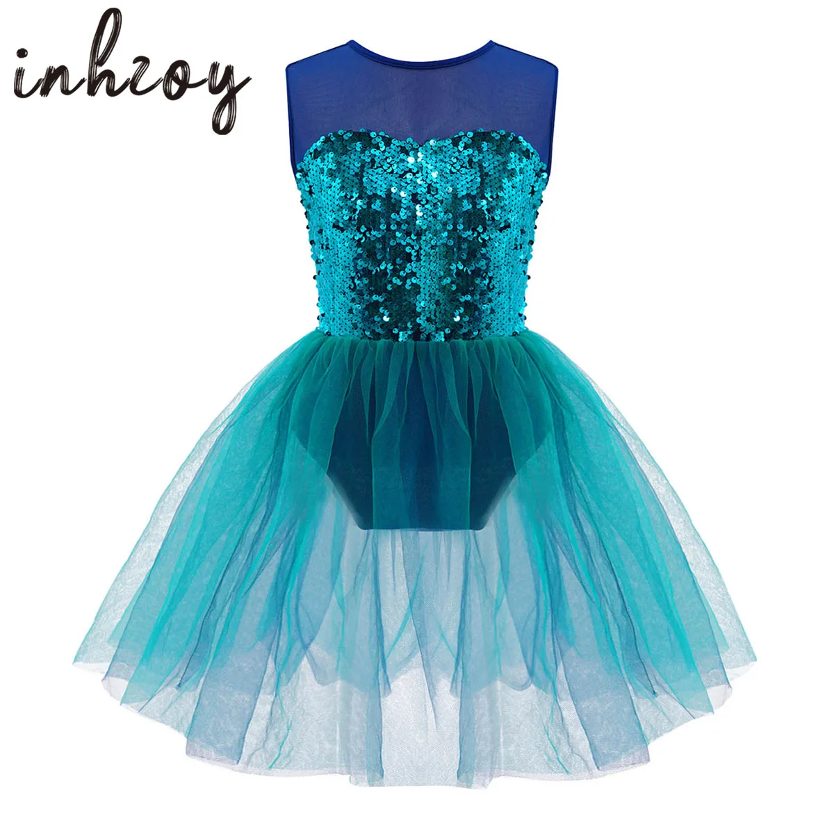 Top Trends: Kids Girls Dance Dress Shiny Sequins Stage Performance Ballet Dance Figure Skating Dress Costume Shoppable Styles