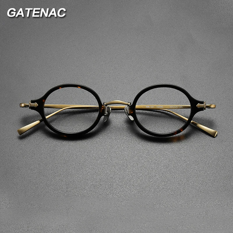 Top Trends: Vintage Acetate Titanium Eyeglasses Frame Men Round Myopia Prescription Optical Small Glasses Frame Women Luxury Brand Eyewear Shoppable Styles