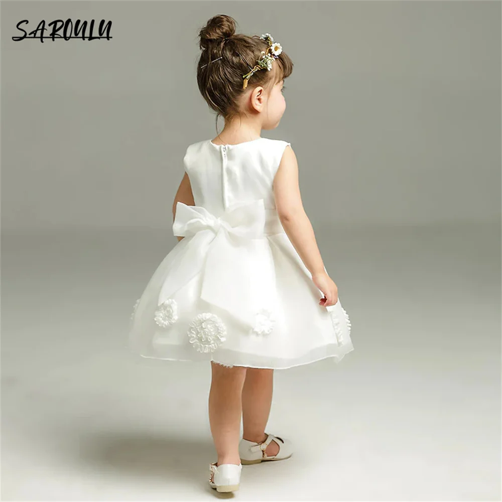 Top Trends: Beach Square Neck Above Knee Girl Dress Elegant 3D Flower Sleeveless Dress For Kids Romantic Vestidos De Novia Shoppable Styles - Image 2