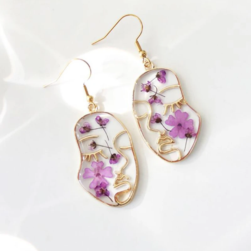 Top Trends: Unique Natural Dried Flower Earrings Sweet Floral Fashion Face Shape Earrings With Flowers Creative Pressed Petal Earrings 2023 Shoppable Styles