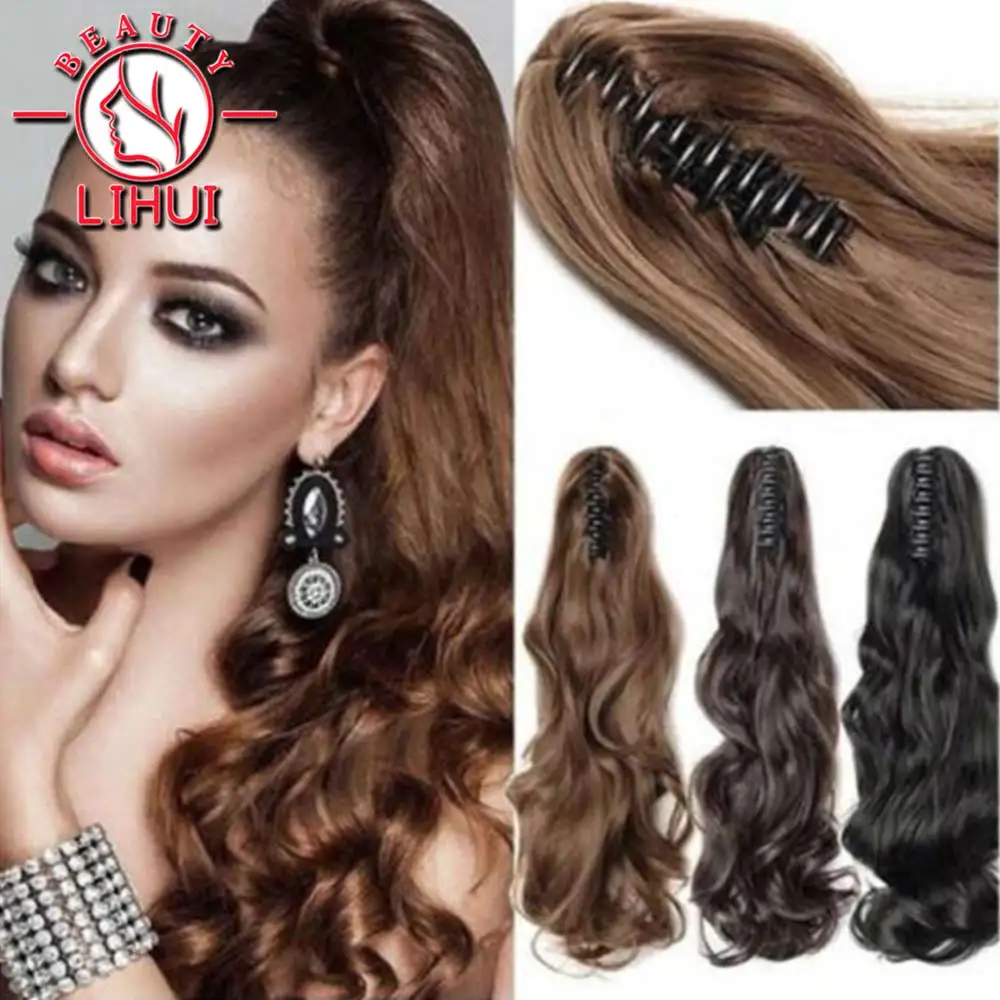 Top Trends: 22&quot; Synthetic Long Curly Claw Clip On Ponytail Hair Extensions Heat Resistant Jaw Clip Pony Tail Hairpiece For Women Shoppable Styles