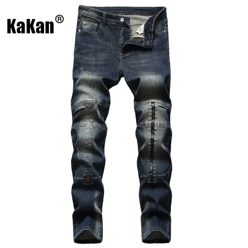 Top Trends: Kakan - Nostalgic Personalized Patchwork Stretch Men's Jeans, New Street Trend Straight Length Jeans Men K02-936 Shoppable Styles